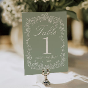 Convites Número da Mesa de Casamento Floral Sage Verde Jard