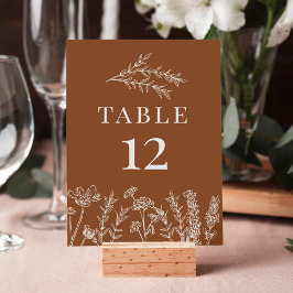 Convites Número da Mesa de Casamento Laranja Queimado