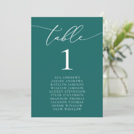 Convites Número da Mesa de Casamento Minimalista do Teal Ve
