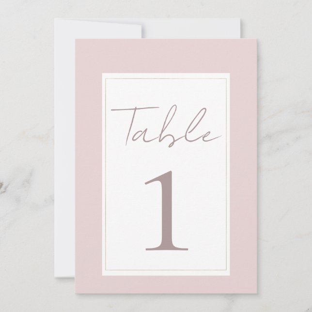 Convites Número da Mesa de Casamento Moderno Rosa e Dourado (Frente)