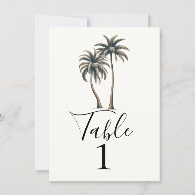 Convites Número da Mesa de Casamento Rústico de Palmeira Tr (Frente)
