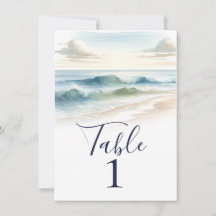 Número da Mesa de Casamento Rústico Ondas da Praia