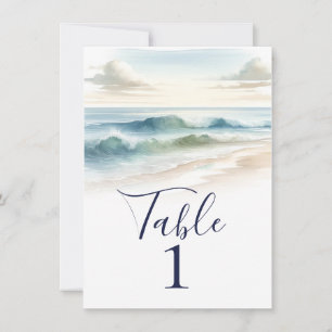 Convites Número da Mesa de Casamento Rústico Ondas da Praia