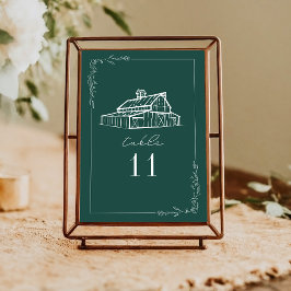 Convites Número da Mesa de Casamento Verde Rustic Barn Emer
