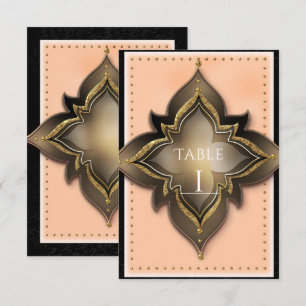 Convites Número da Mesa de Festa Exótico Dourado Preto e Pê