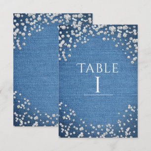 Convites Número da Mesa Denim & Diamonds Glam Scattered Bli