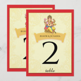 Convites Número da Mesa do Casamento Indiano Ganesha