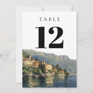 Convites Número da mesa do Lago de Como aquarela Itália