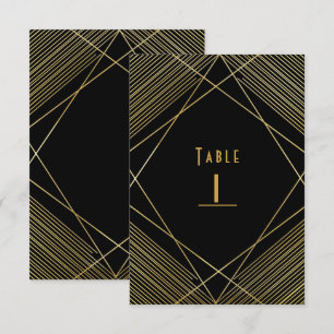 Convites Número da Mesa Elegante Moderno Dourado e Preto Gl
