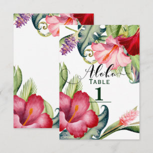 Convites Número da Mesa Floral Botânica Tropical Aloha