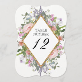 Convites Número da Mesa Floral Rústico Elegante Dourado Ros