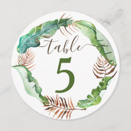 Convites Número da Mesa Folhas de Banana Verde