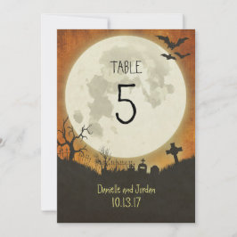 Convites Número da mesa para um casamento de Halloween em l