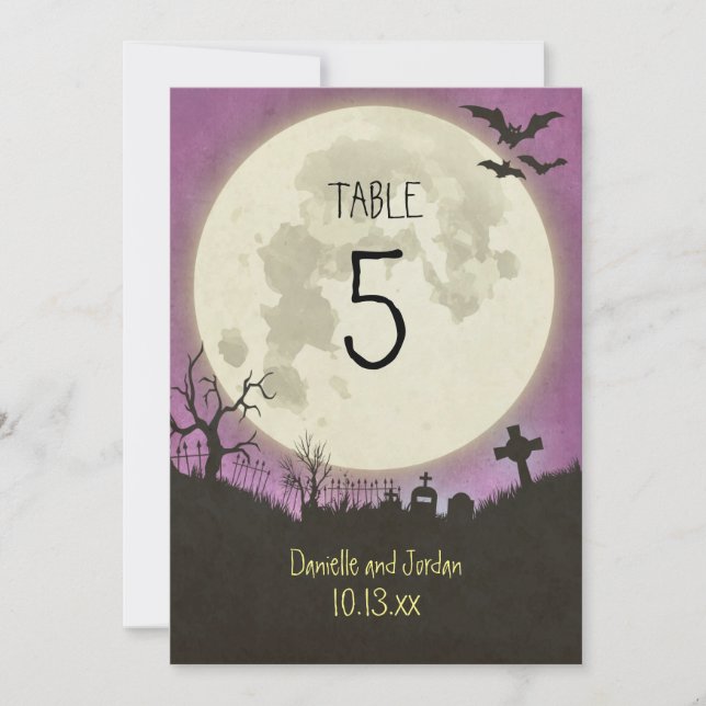 Convites Número da Mesa para um casamento de Halloween em r (Frente)