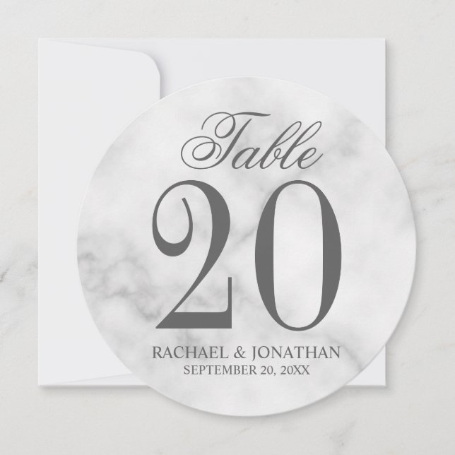 Convites Número da Mesa Redonda de Casamentos de Mármore Br (Frente)