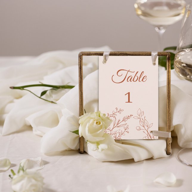 Convites Número da placa de Mesa Floral Simples Boho (Criador carregado)