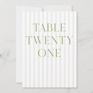 Convites Número da Tabela 21 do Classic Sage Green & Beige