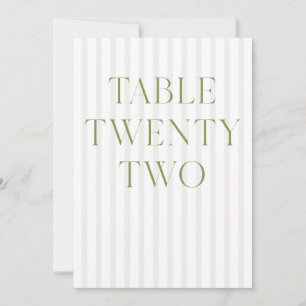 Convites Número da Tabela 22 do Classic Sage Green & Beige