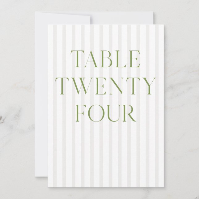 Convites Número da Tabela 24 do Classic Sage Green & Beige  (Frente)