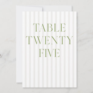 Convites Número da Tabela 25 do Classic Sage Green & Beige