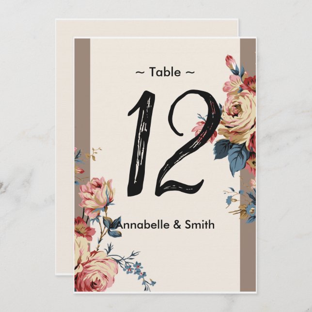 Convites número da tabela amada (Frente/Verso)