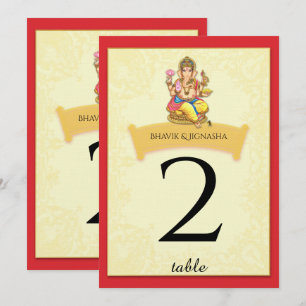 Convites Número da Tabela Casada Indiana de Ganesha