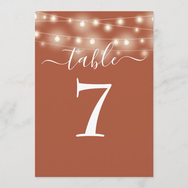 Convites Número da Tabela das Luzes da Cadeia de Caracteres (Frente)