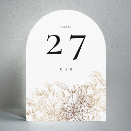 Convites Número da Tabela de Arcos Botânicos Dourados Elega