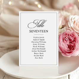 Convites Número da Tabela de Casamento Branco e Preto Cláss