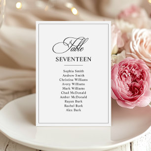 Convites Número da Tabela de Casamento Branco e Preto Cláss