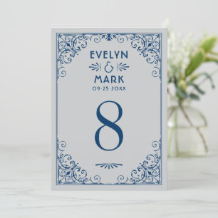 Convites Número da Tabela de Casamento de Arte do Marinho V