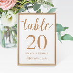 Convites Número da Tabela de Casamento de Caligrafia Dourad<br><div class="desc">Personalize a cor do backer ou copie e cole para duplicar frente e verso e altere a cor do backer para branco ou transparente. Cortes de papel cortados e cortados opcionais.</div>
