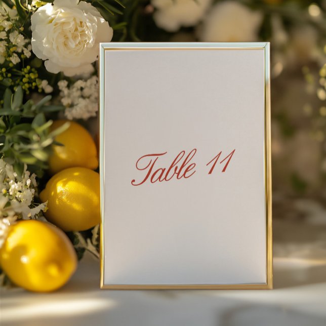 Convites Número da Tabela de Casamento de Feriado e Vermelh (Elegant Vintage Red & Ivory Wedding Table Number)