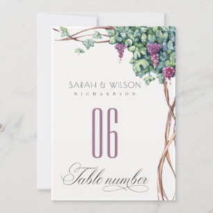 Convites Número da Tabela de Casamento de Folhagem de Grape