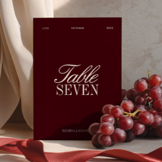 Convites Número da Tabela de Casamento de Marinha e Borgonh