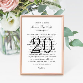 Convites Número da Tabela de Casamento de Página do Livro d