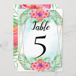 Convites Número da Tabela de Casamento de Praia de Hibiscus