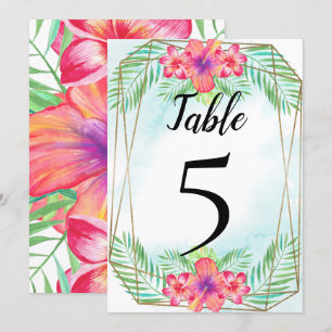 Convites Número da Tabela de Casamento de Praia de Hibiscus