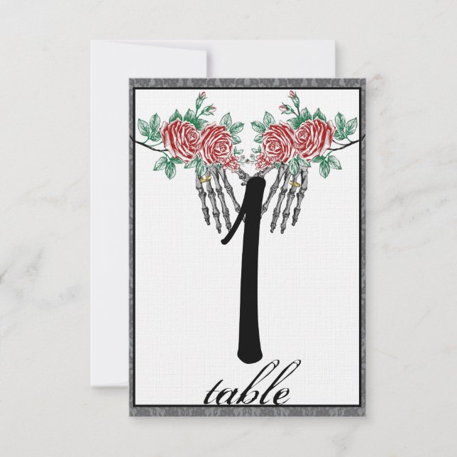 Convites Número da Tabela de Casamento de Rosas de Mão do E (Frente)