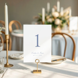 Convites Número da Tabela de Casamento de Script Azul Elega
