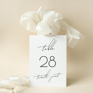 Convites Número da Tabela de Casamento de Script Branco Neg