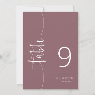 Convites Número da Tabela de Casamento de Script Roxo Elega