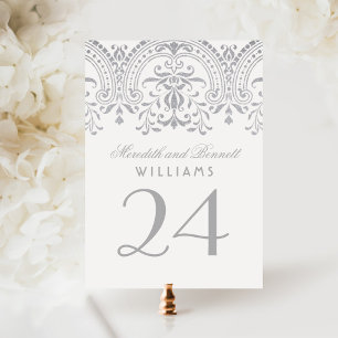 Convites Número da Tabela de Casamento do Glamor Silver Vin