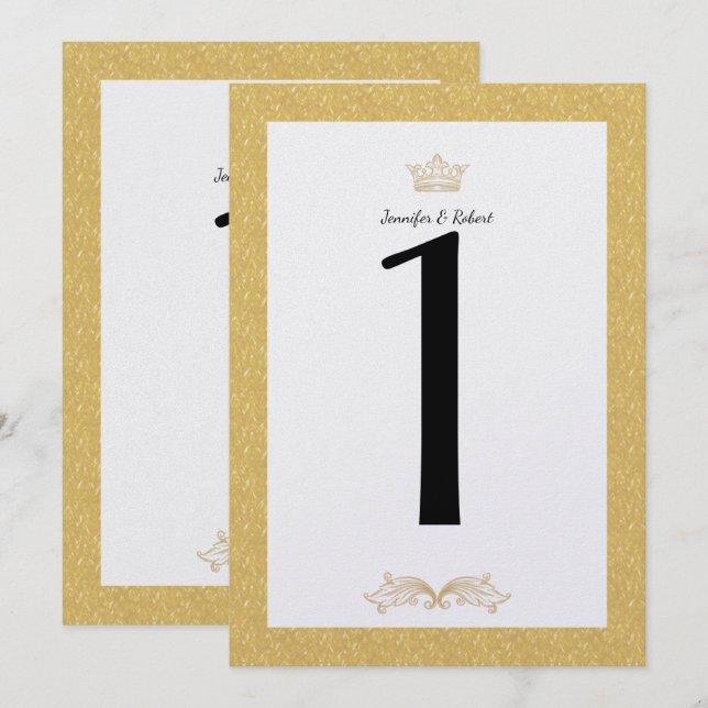 Convites Número da Tabela de Casamento do Monograma Dourado (Frente/Verso)