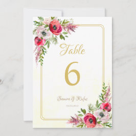 Convites Número da Tabela de Casamento Floral Bohemian