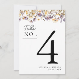 Convites Número da Tabela de Casamento Floral de Púrpura El