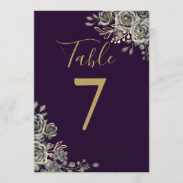 Convites Número Da Tabela De Casamento Gótico Roxo E Dourad