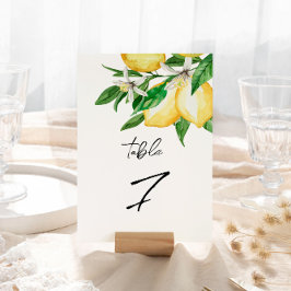 Convites Número da Tabela de Casamento Lemon Greenery