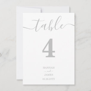 Convites Número da Tabela de Casamento Minimalista do Silv