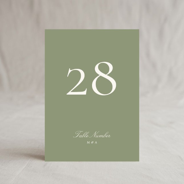 Convites Número da Tabela de Casamento Verde de Sage Tradic (Criador carregado)